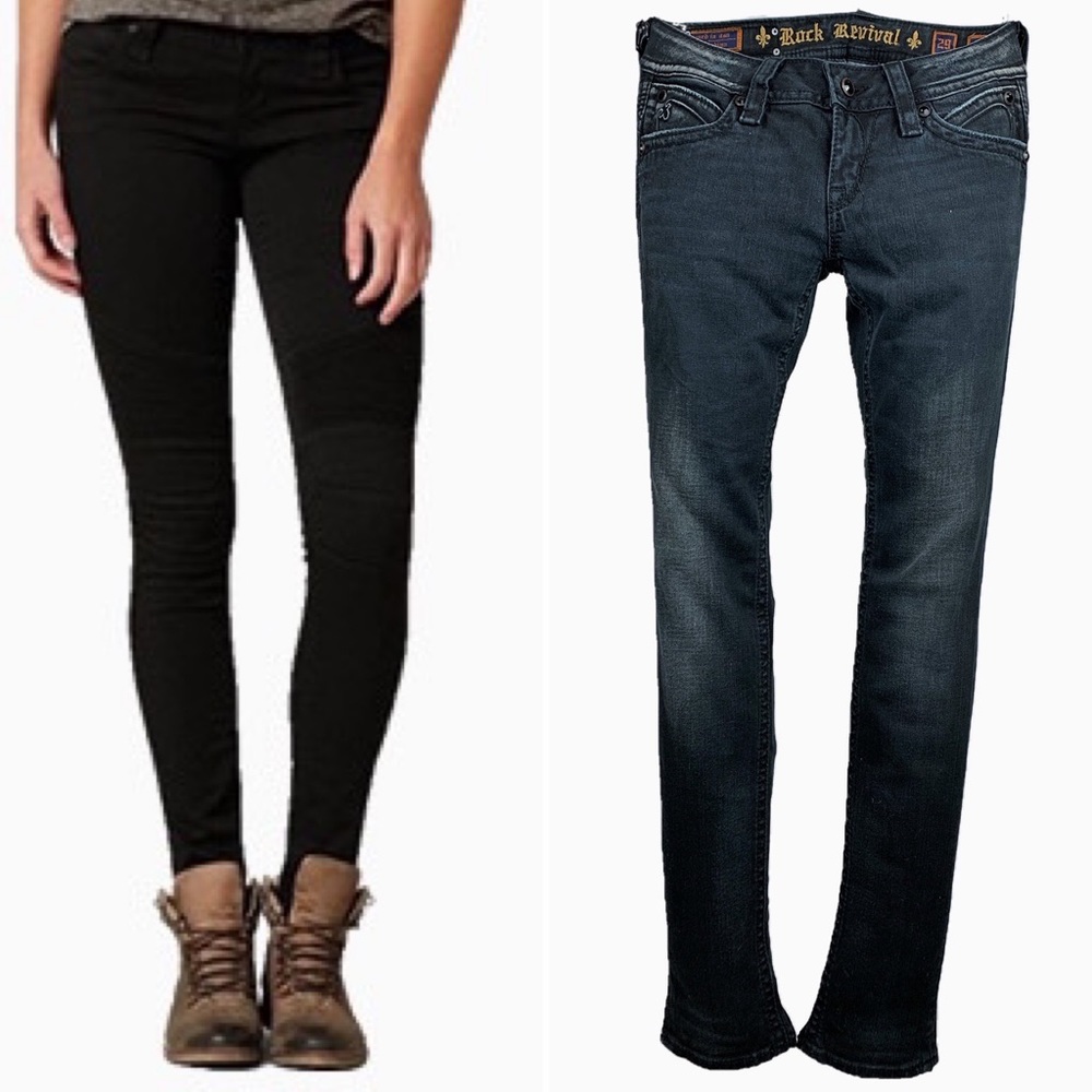 Rock Revival Black and Dark Blue Women Jeans Overalls